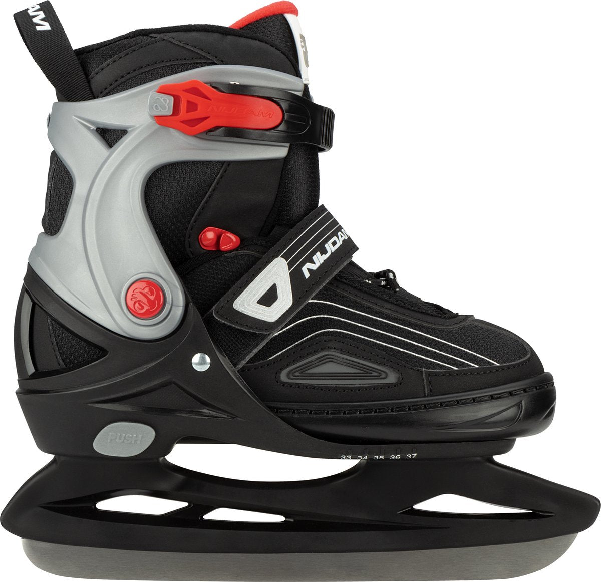 Patin de hockey sur glace Nijdam - botte semi-souple - réglable - livre pirate - taille 33-37