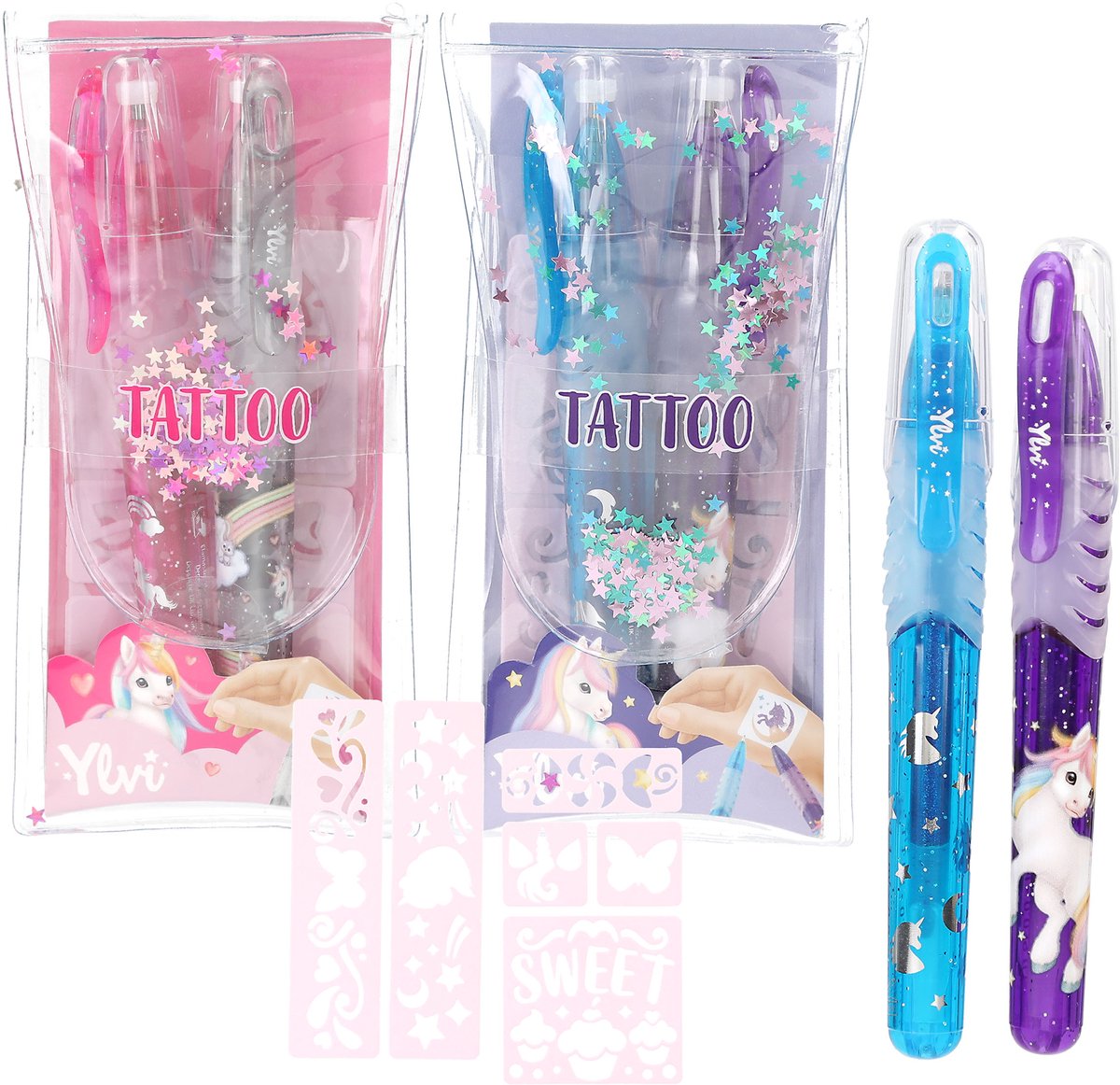 Depesche - stylos gel à paillettes ylvi tattoo - 1 set