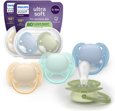 Philips avent ultra soft – sucette en silicone super douce (0-6 mois) – pour peaux sensibles – 4 pièces - scf091 50