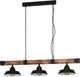 Lampe à suspension Eglo oldbury / 3 lumières - E27 brun noir - Bois FSC