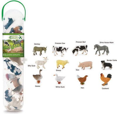 Mini-ensemble de figurines Collecta - 12 animaux de la ferme - animaux de la ferme - peints à la main - miniature