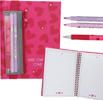 Depesche - carnet de penfection avec stylo et feutres - coeur