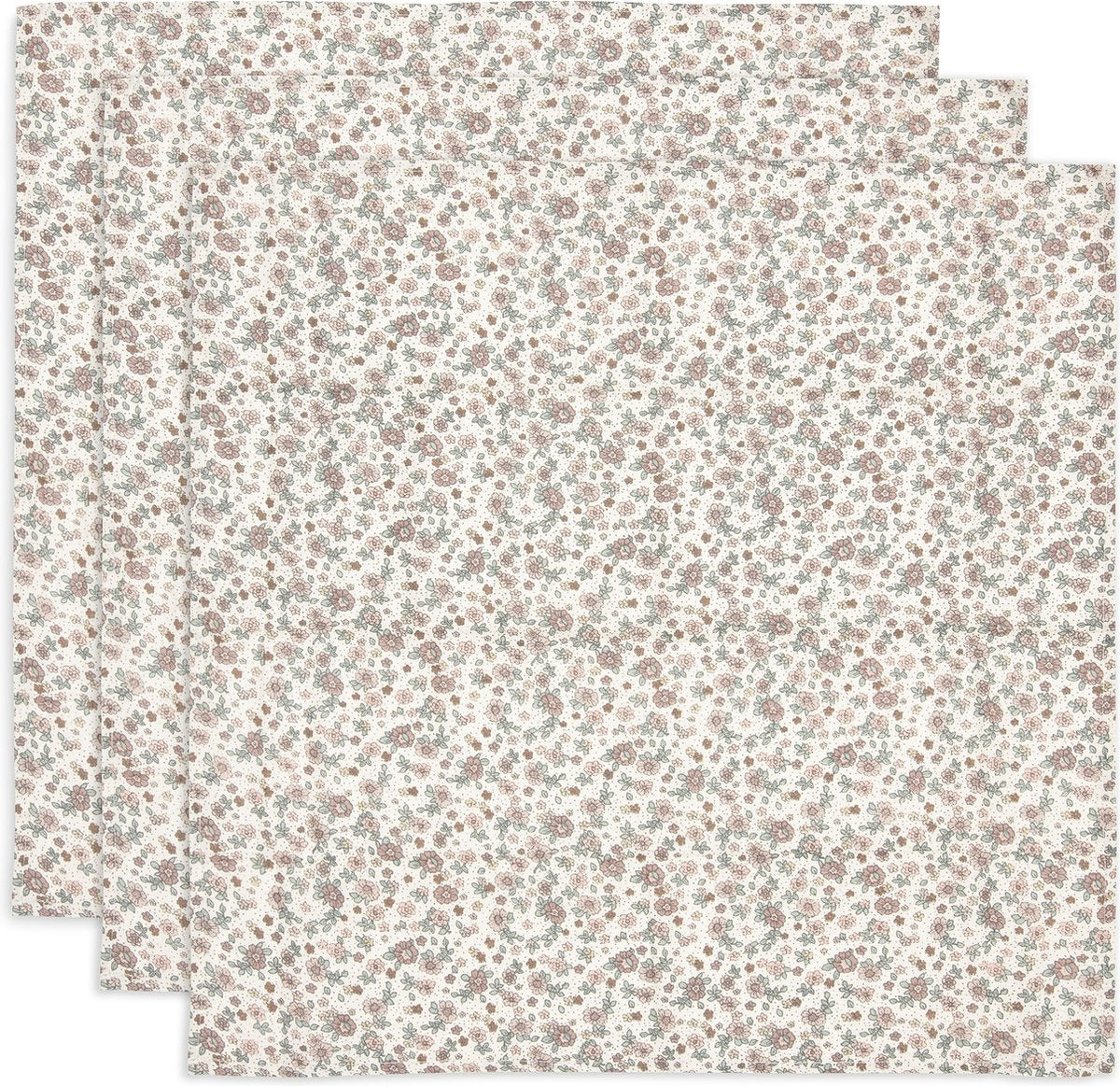 Jollein - tissu hydrophile petit 70x70cm - emmaillotage, langes, langes pour bébé - coton doux - fleurs rétro - 3 pièces