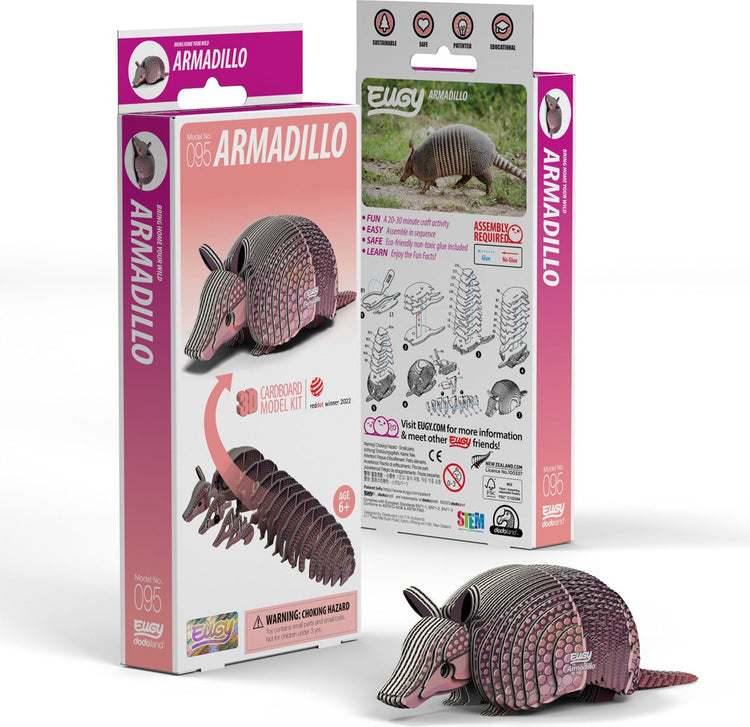 Puzzle 3D Eugy - tatou - animaux sauvages - durable - collectionnez-les tous - 6 ans