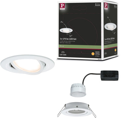 Paulmann lampe encastrable LED Nova Coin lampe simple orientable ronde 84 mm 50° coin 6W 470lm 230V 2700K blanc mat