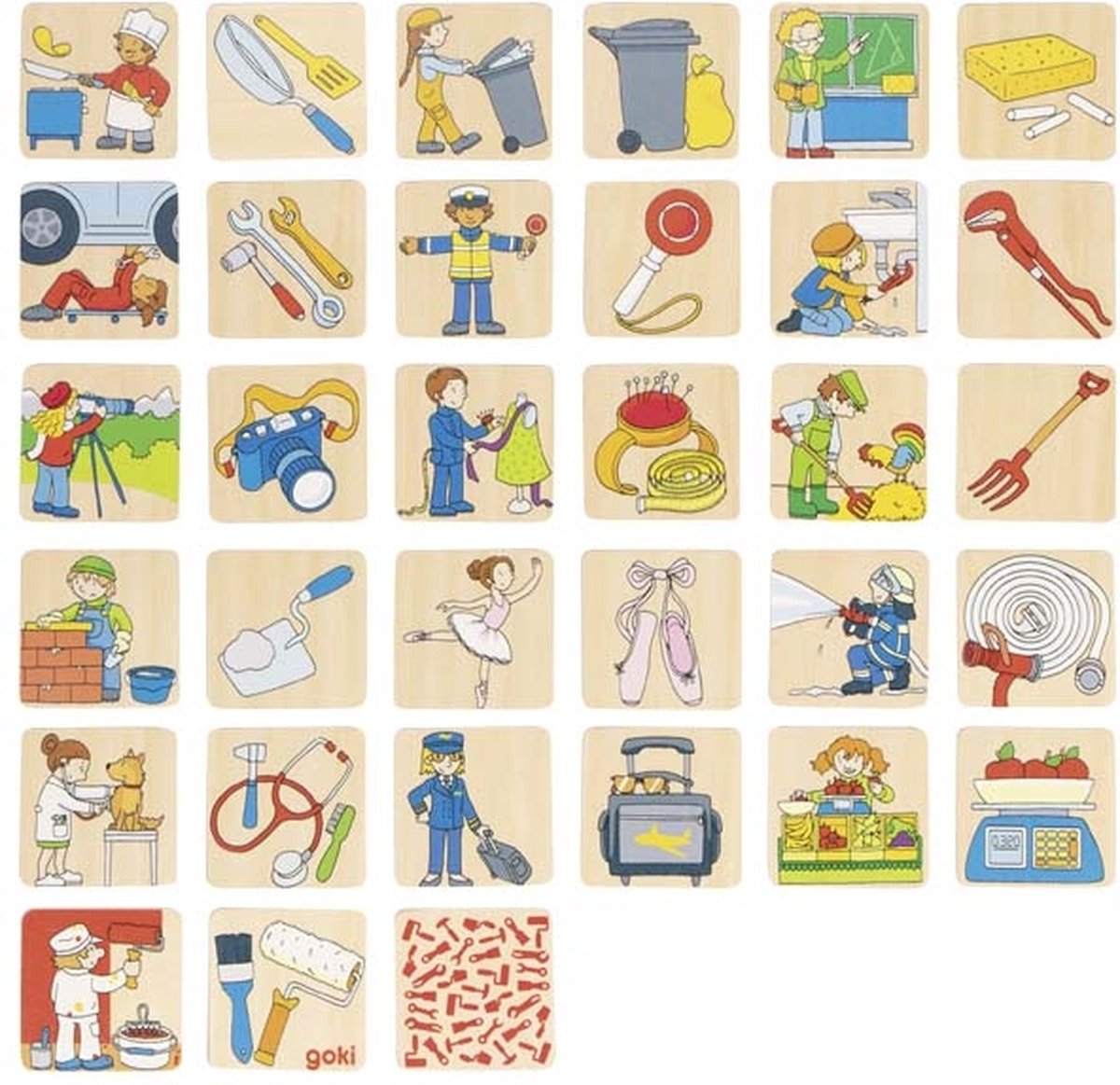 Goki Wooden Memo Playing Professions, 36dlg.