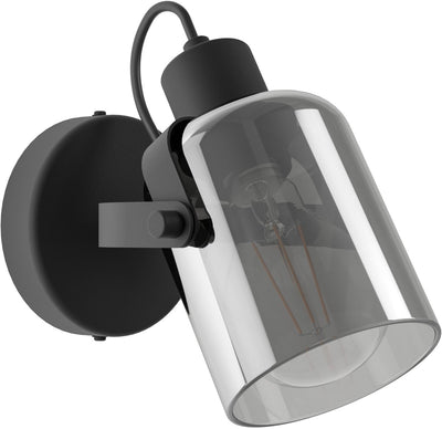 Spot Eglo berregas - e27 - 11 cm - verre fumé - noir|gris