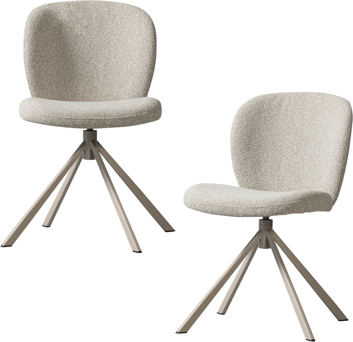 Chaises de salle à manger Woood femke - bouclé - naturel - lot de 2