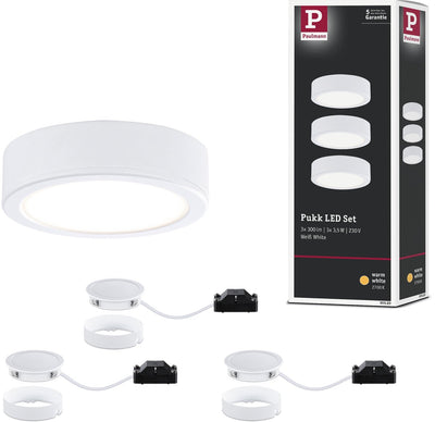 Paulmann éclairage sous meuble LED pukk 3x3,5w 65 mm 3x210lm 230v rond blanc