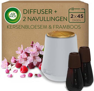 Désodorisant brume essentielle Air wick - fleur de cerisier - 1 appareil blanc + 2 recharges