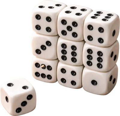 Eddy Toys dés 10 pièces - dés à six faces - blanc à pois noirs - set pour jeux de société et jeux de dés