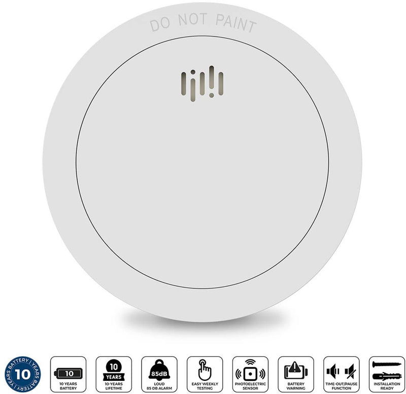 Détecteur de fumée Alecto SD1030 - détecteur d'incendie avec batterie pendant 10 ans et design élégant - conforme aux normes européennes - blanc