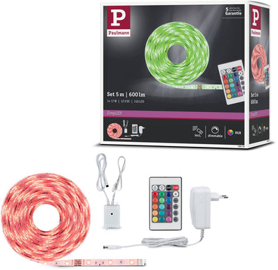 Paulmann ruban led simple 5 mètres rgb - kit plug play - 17w - 12v - blanc - métal plastique