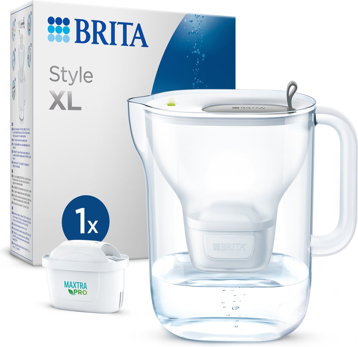 Brita - carafe filtrante style xl - 3,6l - gris - incl. 1 cartouche filtrante tout-en-un maxtra pro