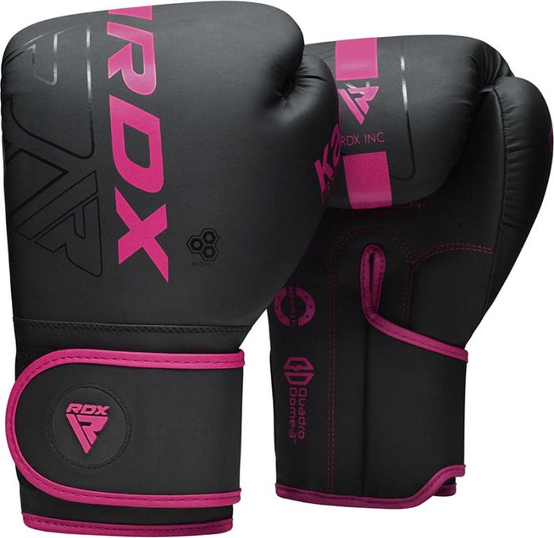 Gants de boxe Rdx sports f6 kara - gants de boxe - entraînement - gants d'arts martiaux - boxe - rose - mat - 12 oz