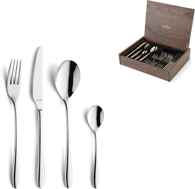 Amefa Cuba - Ménagère 24 pièces - pour 6 personnes - brillant - couleur argent - dans un luxueux coffret en bois