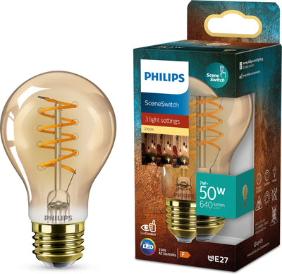Philips LED philips deco LED - interrupteur de scène - 50w - culot E27 - forme de lampe standard A60 - lampe ambre