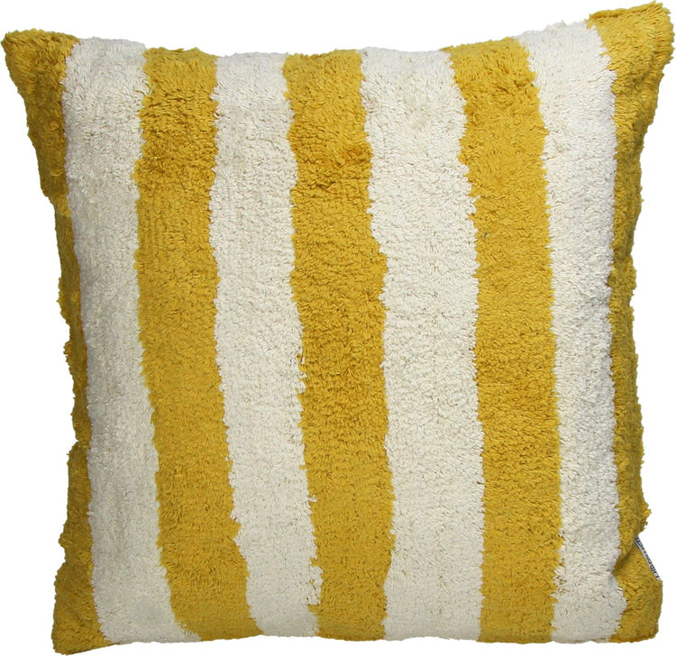 Coussin collection Hd rayures coton jaune 45x45cm