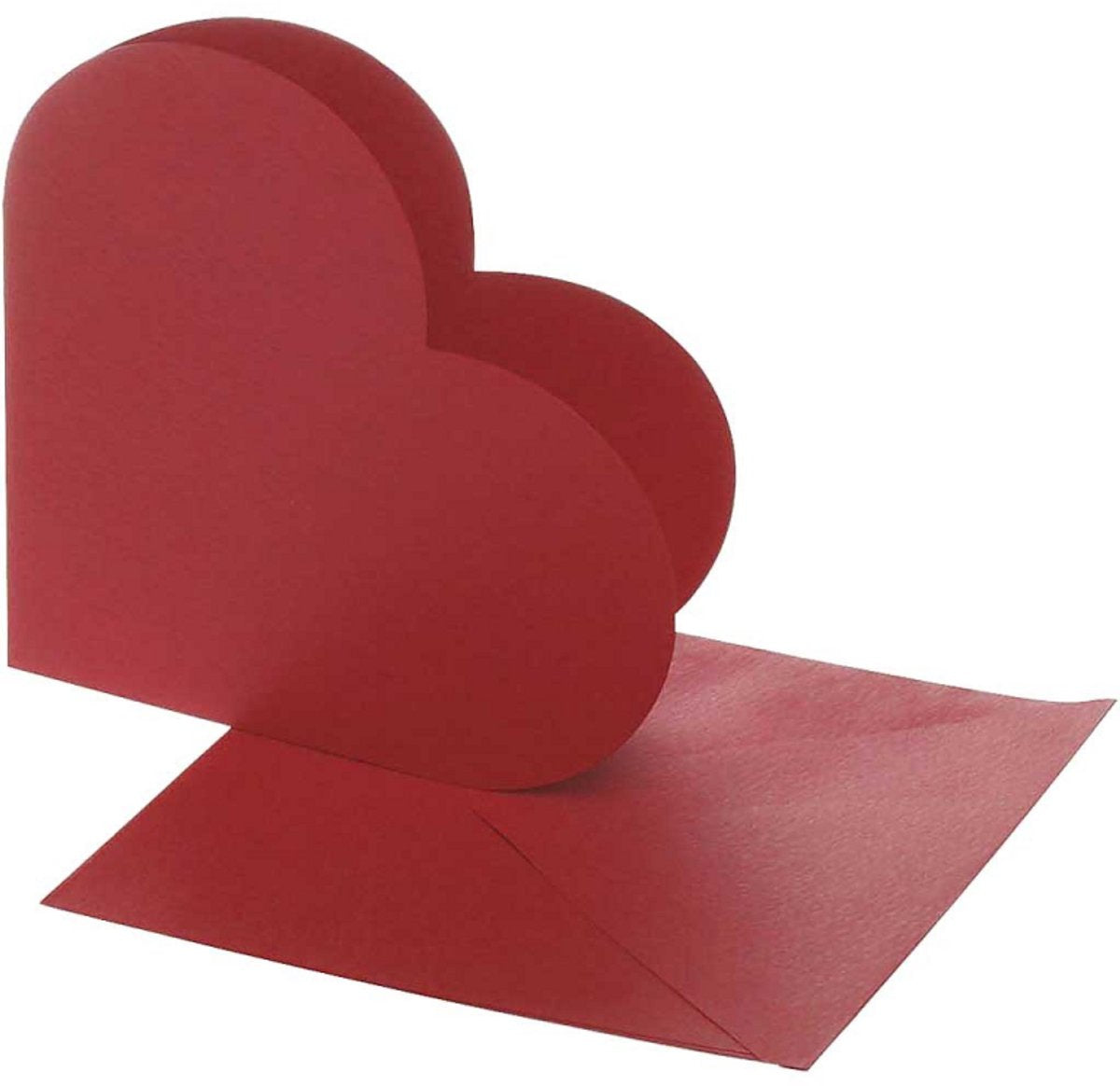 Cartes en forme de coeur Creativ company, format carte 12,5x12,5 cm, format enveloppe 13,5x13,5 cm, rouge, 10 jeux 1 boîte