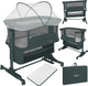 Lit bébé Lionelo Jodie 3en1 - lit d'appoint, lit autoportant, lit à bascule - cododo - 6 positions en hauteur - matelas T25 - côté rabattable - avec panier moustiquaire