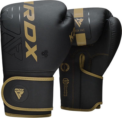 Gants de boxe Rdx sports f6 kara - gants de boxe - entraînement - gants d'arts martiaux - boxe - or - mat - 12 oz