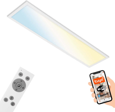 Briloner piatto s - plafonnier led cct - dimmable - cct - 28w - 3000lm - blanc - 100 x 25 x 6,6 cm