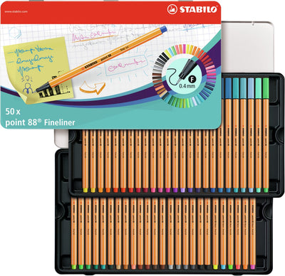 STABILO Point 88 Metal Box Fineliners, 50e.