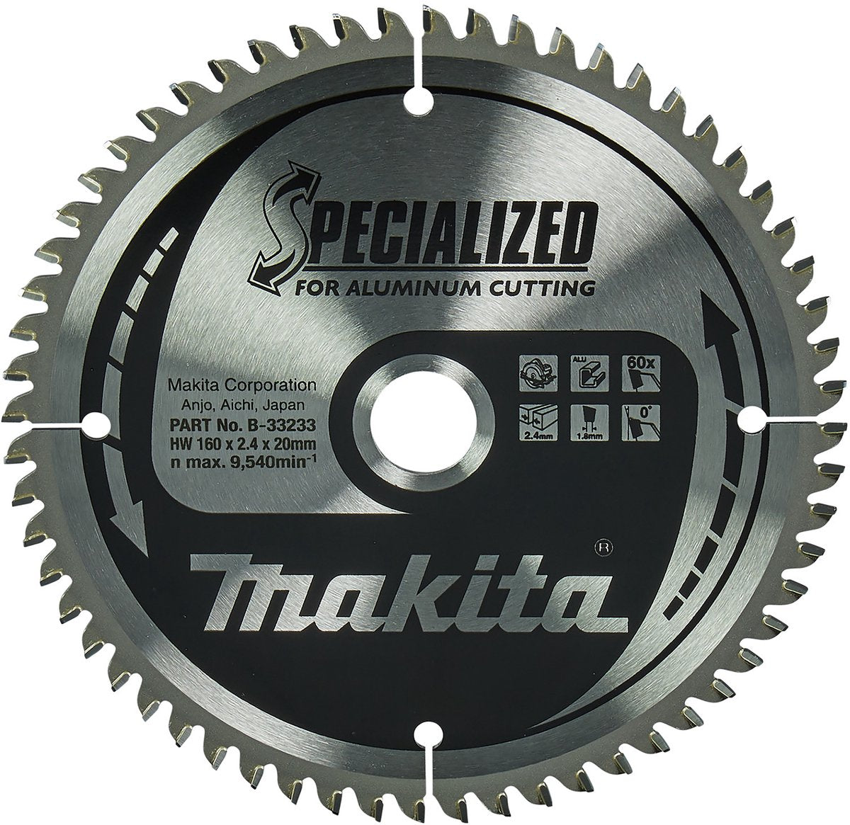 Accessoires Makita lame de scie circulaire | aluminium | 160x20x2.4 60t 0g - b-33233
