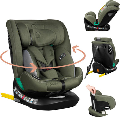 Siège auto Lionelo Bastiaan One i‑size – attache supérieure ISOFIX 4 en 1 – vers l'arrière – base pivotante à 360° – appui-tête réglable en mousse à mémoire de forme – 40–150 cm – utilisation longue durée haut niveau de sécurité
