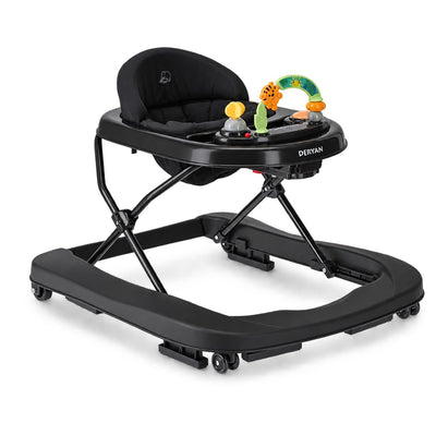 Chaise de marche de luxe 2 en 1 Deryan - comprenant un ensemble de jeu et un plateau - pliable - noir
