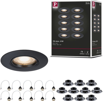 Lampe encastrable Paulmann lot de 10 étoiles rondes 90 mm gu10 max. 10x10w 230v dimmable noir