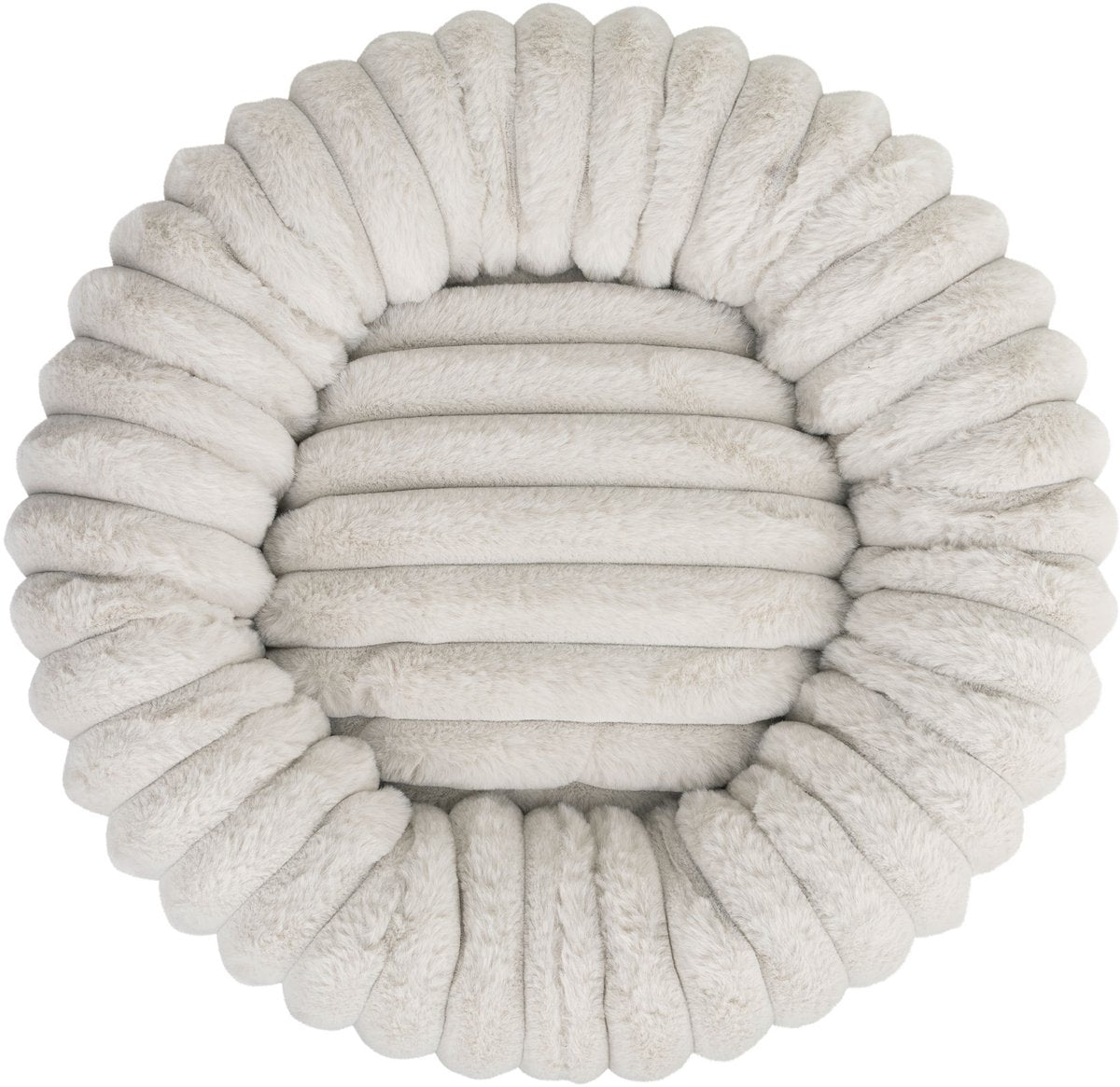 District 70 Ribba – Lit rond luxueux pour chat en peluche velours côtelé – Grège – 45 x 45 x 15 cm