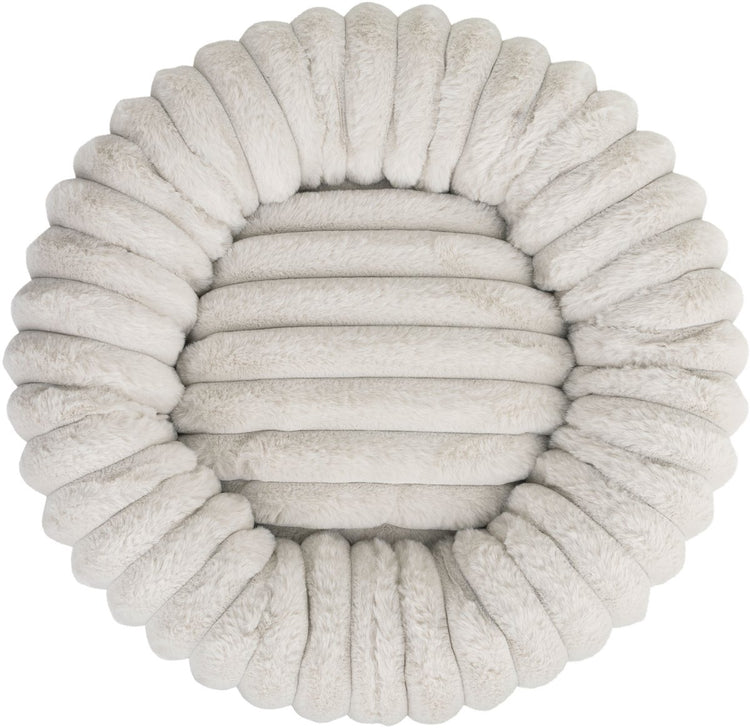 District 70 Ribba – Lit rond luxueux pour chat en peluche velours côtelé – Grège – 45 x 45 x 15 cm