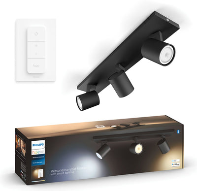 Spot en saillie Philips Hue Runner - lumière blanc chaud à froid - 3 spots - noir - 1 variateur