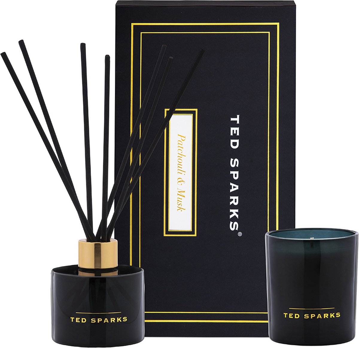 Ted Sparks - Diffuseur de bâtons de parfum de bougie parfumée - Coffret cadeau - Musc patchouli