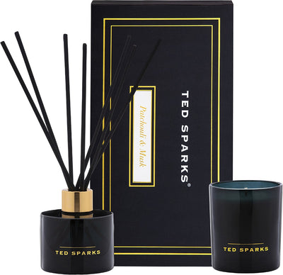 Ted Sparks - Diffuseur de bâtons de parfum de bougie parfumée - Coffret cadeau - Musc patchouli
