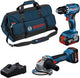Boîte à outils professionnelle Bosch 18v - ensemble combiné - gws 18v-8 + gsr 18v-45 + 2x gba 18v 4.0 ah + chargeur gal 18v-40