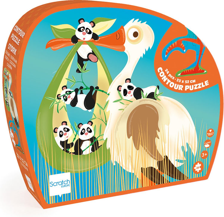 Puzzle contour à gratter - cigogne - 32,9x51,9x0,25cm - 24 pièces - 3 ans