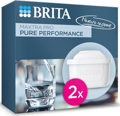 Cartouche de filtre à eau Brita maxtra pro pure performance - 2 pièces - filtre à eau original pour carafes filtrantes - filtre les impuretés telles que les herbicides, les pfas, le chlore, le calcaire et les métaux