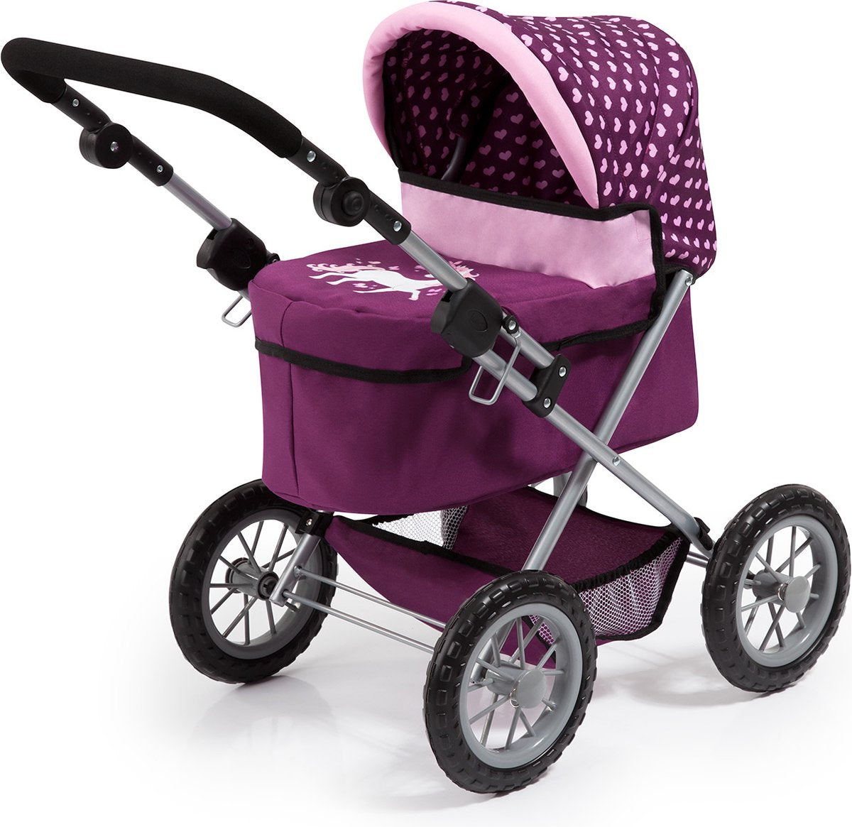 Design Bayer - landau de poupée tendance - violet avec coeurs