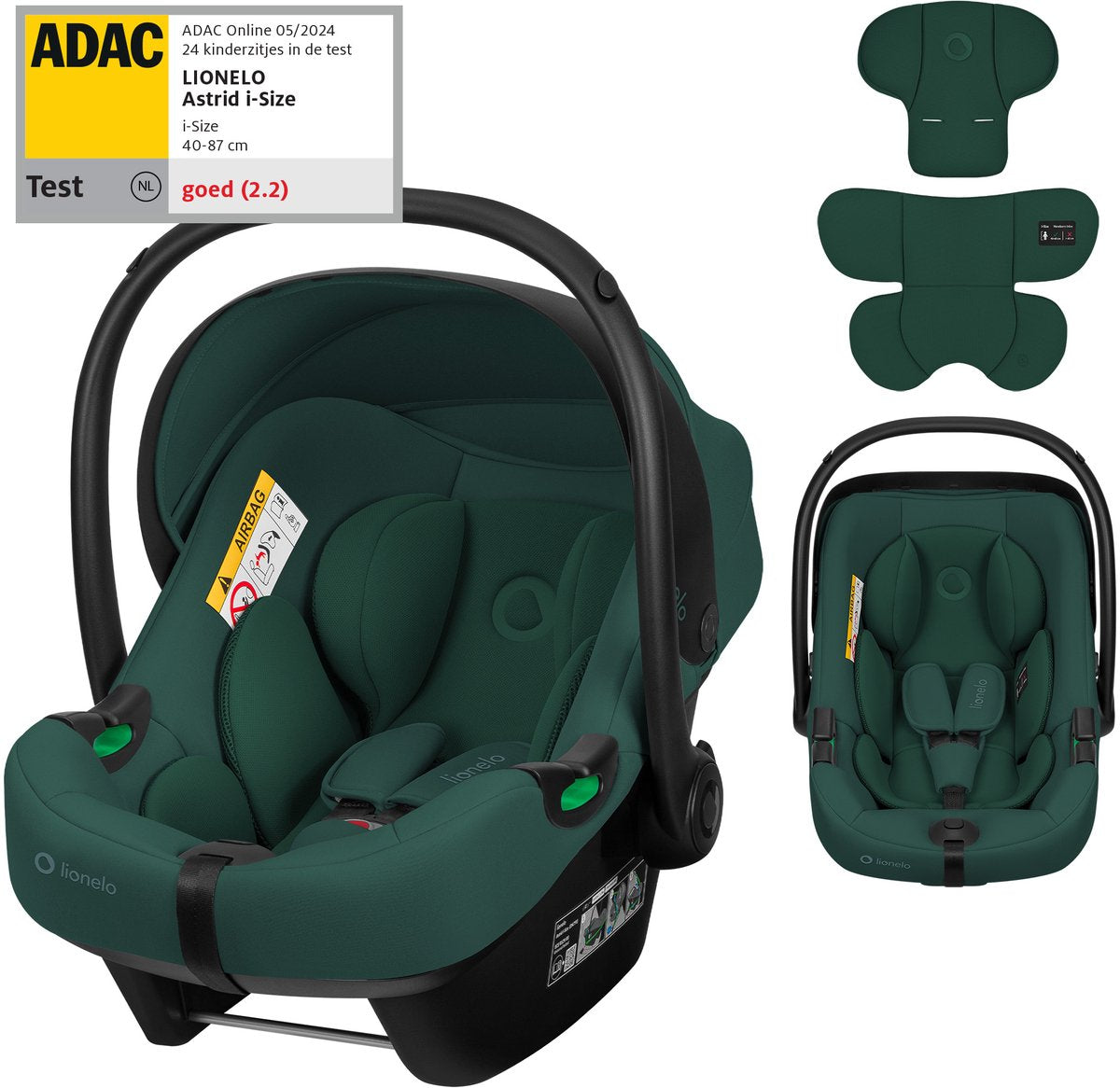 Siège auto Lionelo Astrid i-size – adac 5 étoiles – 40-87 cm – rwf – mousse à mémoire de forme – appui-tête réglable (7 cm) – ceintures holmbergs – compatible avec poussette à base isofix – norme i-size – light safe