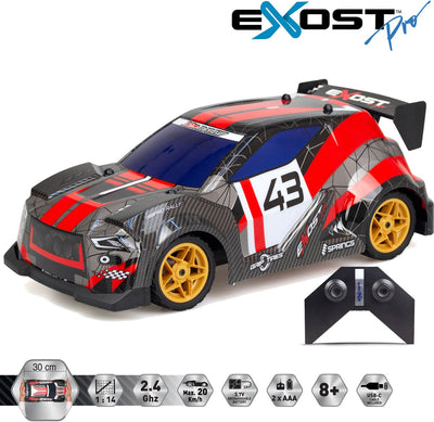 Exost pro rc rally xtr 1:14 - voiture contrôlable avec. batterie rechargeable - haute vitesse