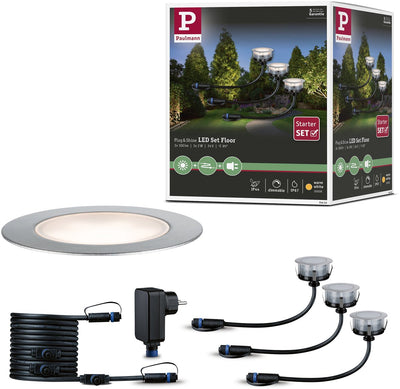 Paulmann Plug Shine LED Spot Encastré Sol Eco Basic Set IP67 3000K 3x2W 21VA Argent