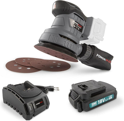 Ponceuse excentrique Powerplus powebess1 - 18v - incl. batterie. chargeur 1,5ah