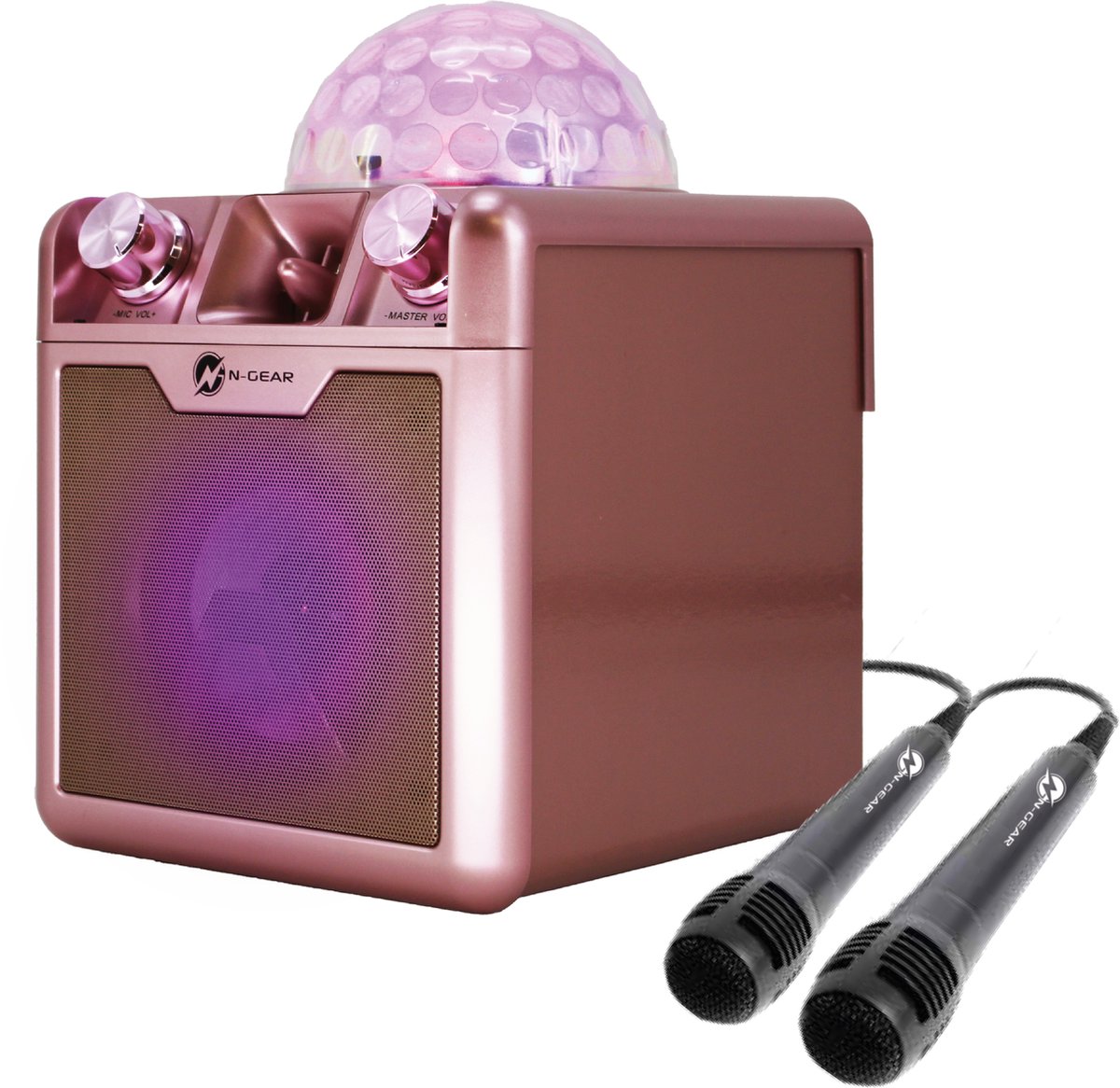 N-gear disco block 410 - set karaoké - enceinte bluetooth - boîte de fête avec 2 microphones - rose sidéral - édition limitée