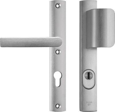 Ferrure de sécurité Axa (courbe plus) aluminium rectifié étroit : poignée de poussée (modèle d-pusher block) pc72 avec protection anti-arrachement skg***