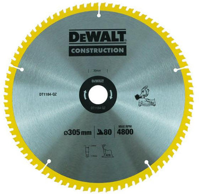 Dewalt dt1184-qz - lame de scie circulaire - 305 mm - 80 dents - pour bois