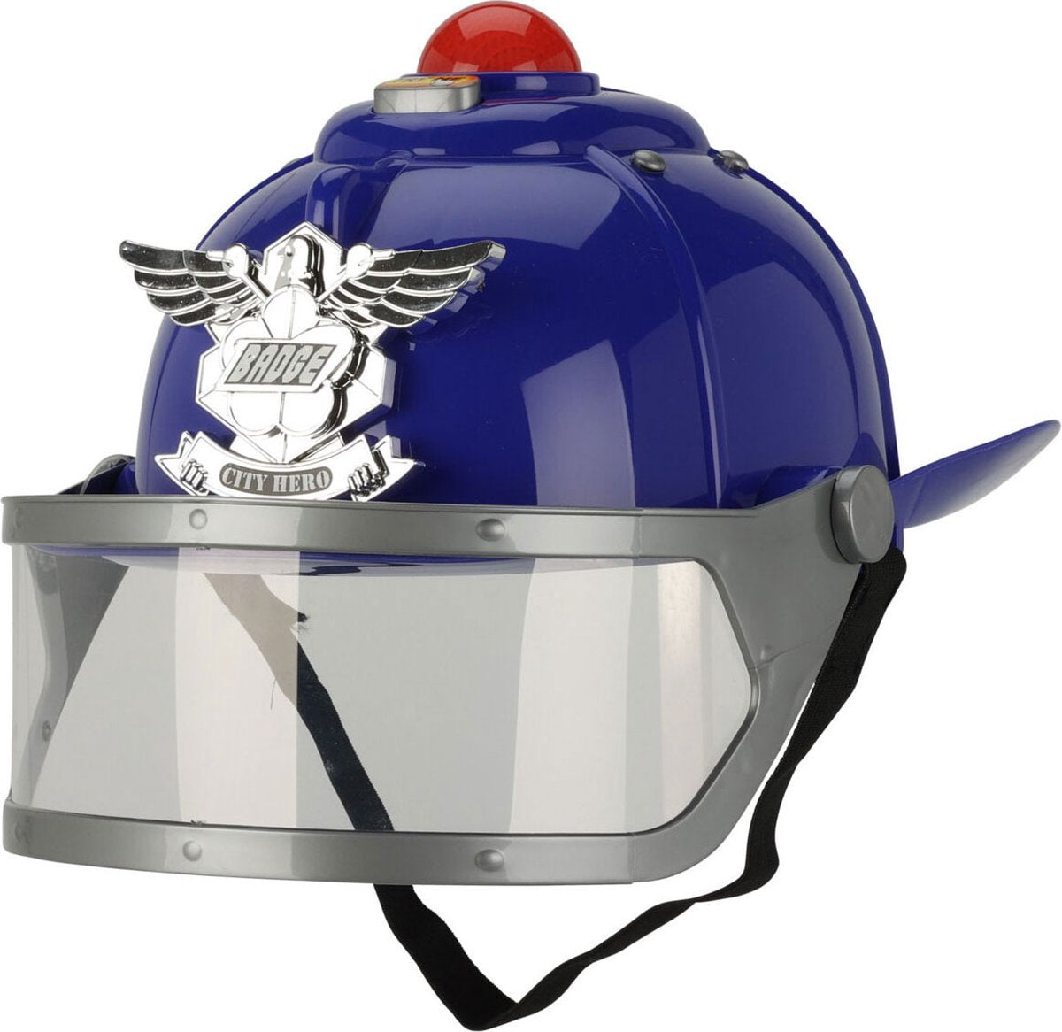 Police de casque avec de la lumière et du son