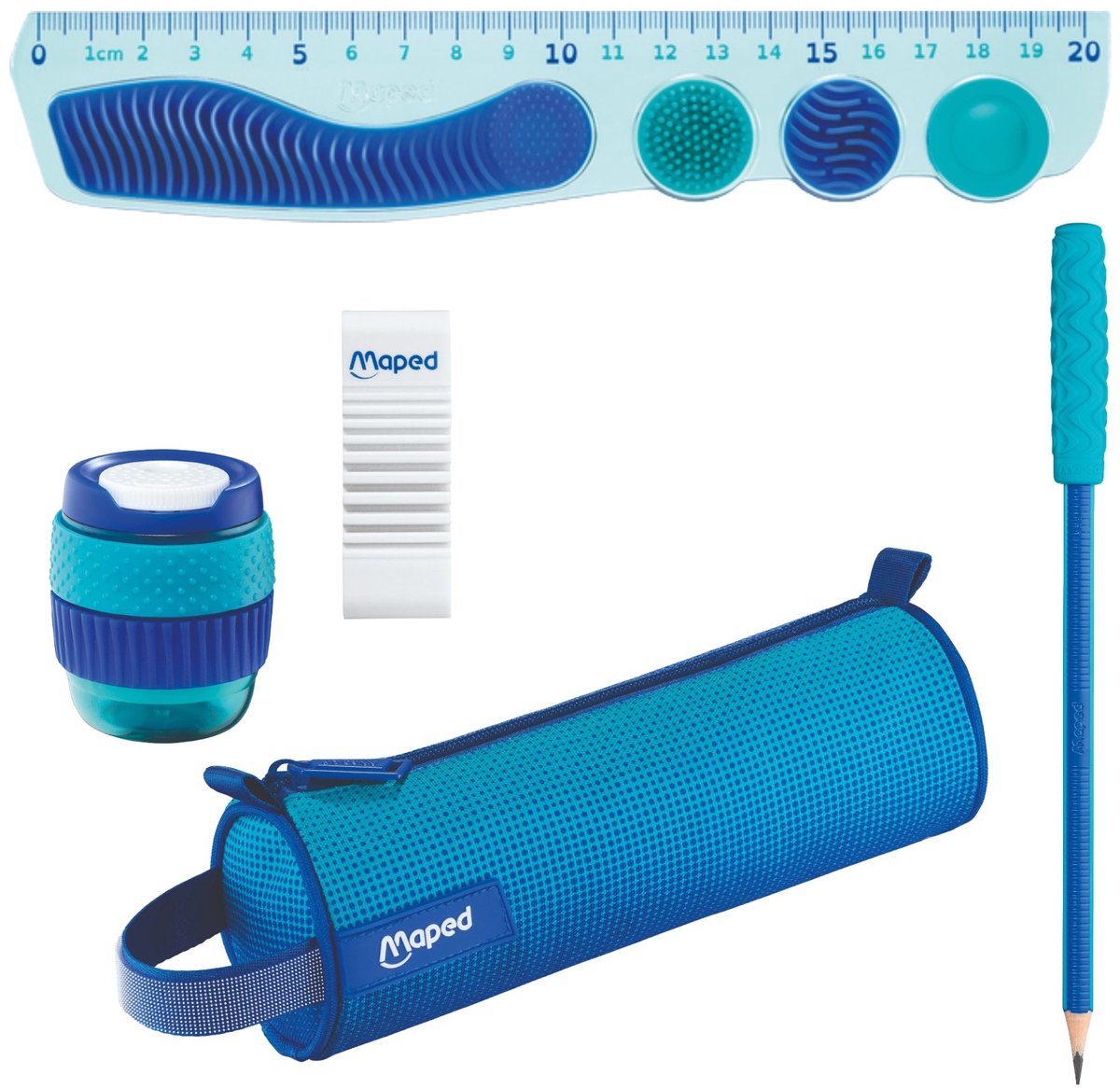 Maped office maped kiddy learn concentration bundle bleu – kit de dessin + trousse à crayons