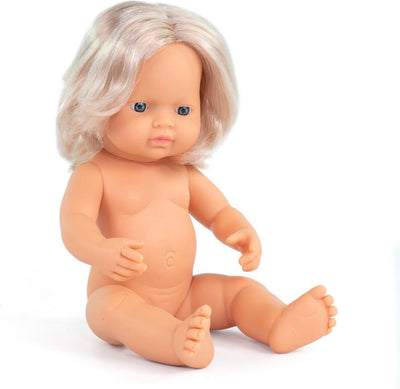 Poupée Miniland - Fille européenne 38cm - au parfum vanille - imperméable - 10 mois